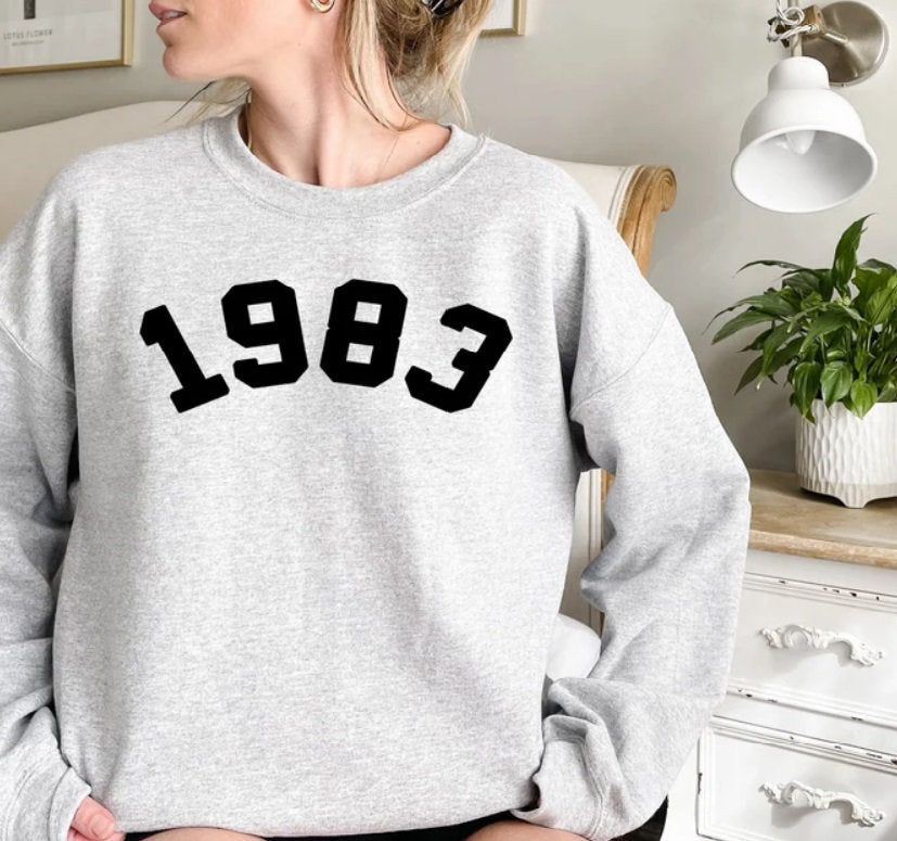 CUSTOM 1983 Sweatshirt, 39th Birthday Sweatshirt, 1983 Birth Year Number Shirt, Birthday Gift for Women, Birthday Sweatshirt Gift 1983 Top