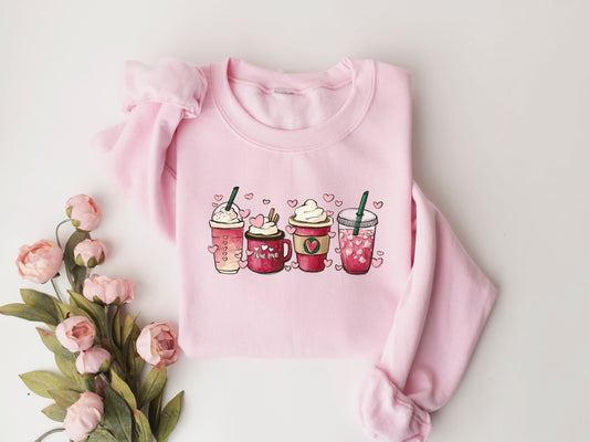 Valentine Sweatshirt,Valentine Coffee Heart Sweatshirt,Womens Cute Valentine Shirt, Love Sweatshirt,Women Valentine Sweater, Funny Valentine