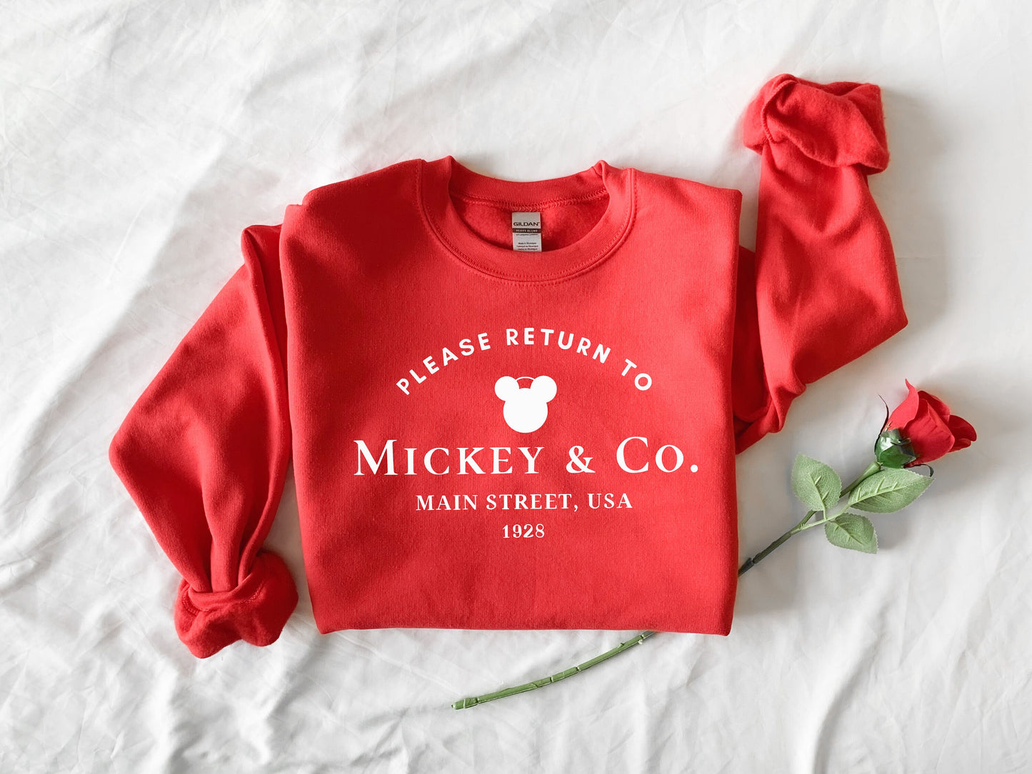 Please Return to Mickey and Co Main Street USA Sweatshirt,Theme Park Vacation Trip Unisex sweat, disneyworld sweater, disneyland sweater