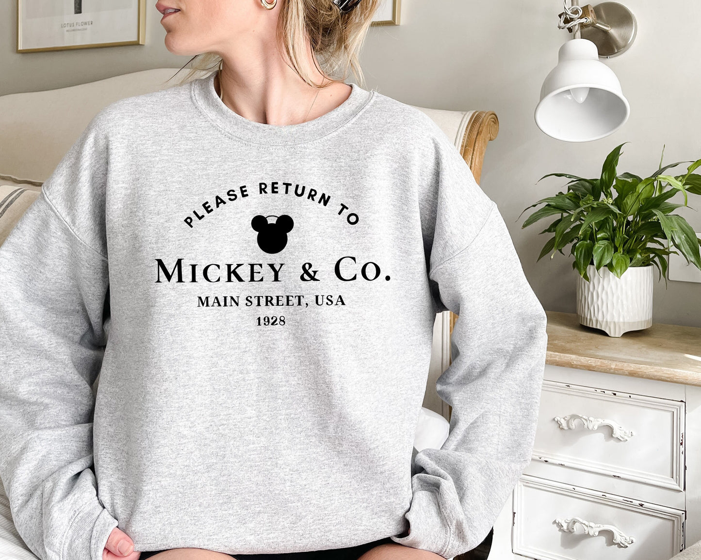 Please Return to Mickey and Co Main Street USA Sweatshirt,Theme Park Vacation Trip Unisex sweat, disneyworld sweater, disneyland sweater