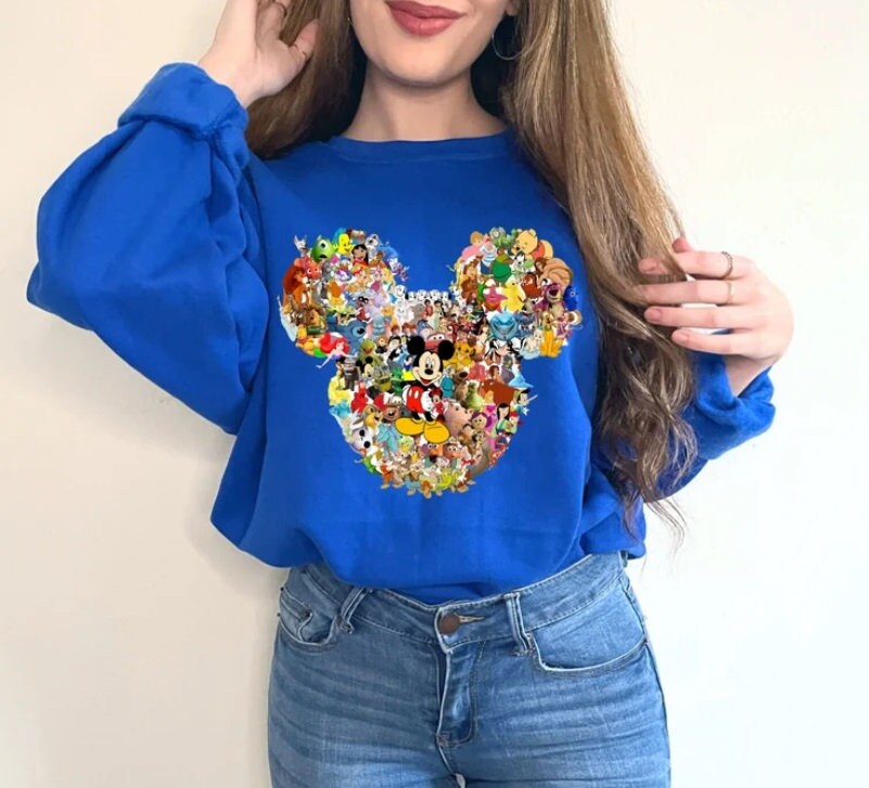 Mickey Mouse, Mickey Head Multi Character, Disney Sweater, Disneyland Shirt, Disney World, Disney Crewneck, Mickey Mouse, Minnie Mouse,