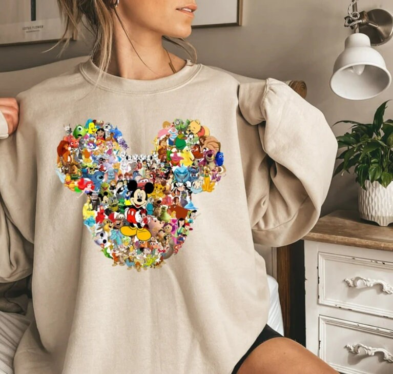 Mickey Mouse, Mickey Head Multi Character, Disney Sweater, Disneyland Shirt, Disney World, Disney Crewneck, Mickey Mouse, Minnie Mouse,