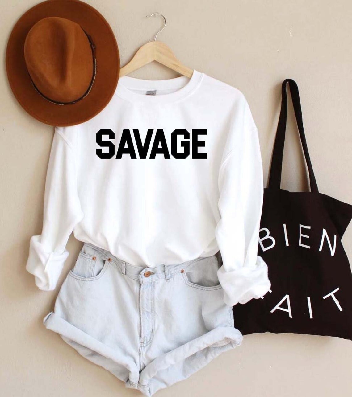 Savage sweatshirt,Savage Embroidered Sweatshirt,Savage tshirt,Custom Gift,Personalized Gift,Savage Crew Neck sweatshirt,Gift for Girl Friend