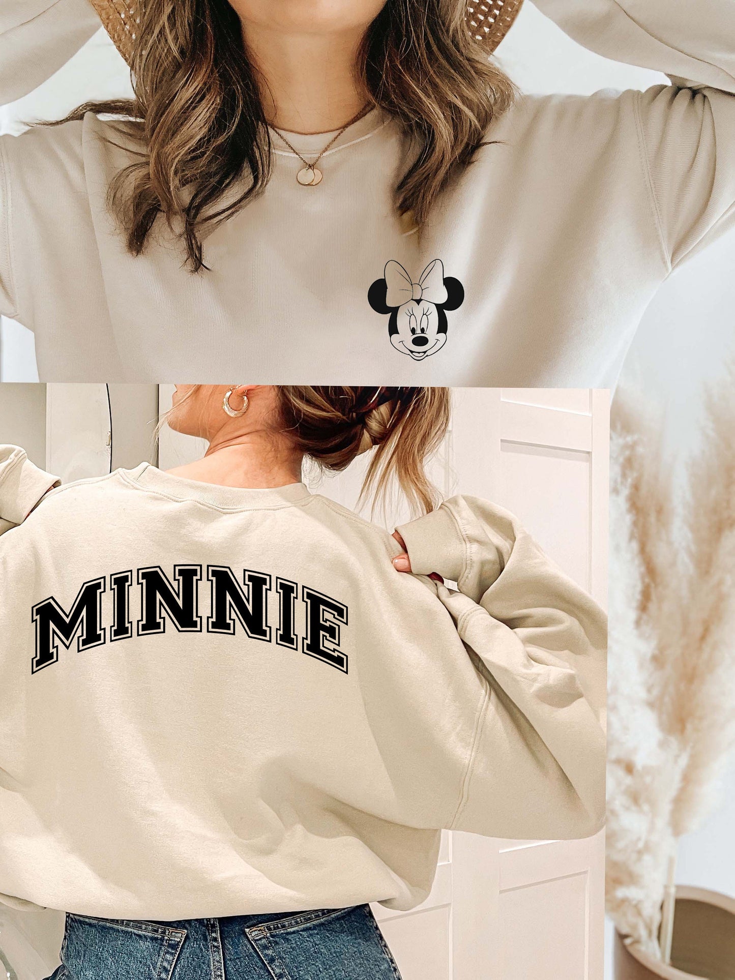 Vintage Minnie Sweater,Back and Front design, Disney Crewneck Sweatshirt, Disney Trips Sweatshirt, Disneyland Shirt, Family Disney Shirt,