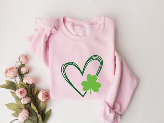 Lucky Heart sweatshirt,Shamrock Heart Gift Shirt,St Patrick's Day Sweatshirt,Irish Women tee,St Patty's Day Tee,Gift for Women