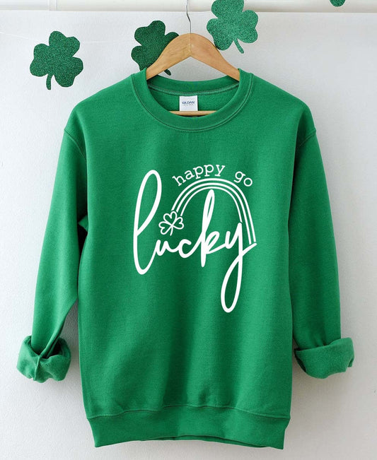 Happy Go Lucky Sweatshirt Cute St. Patricks Day Sweatshirt for Women, St Patricks Sweater for women, Trendy St Patricks Day Crewneck,