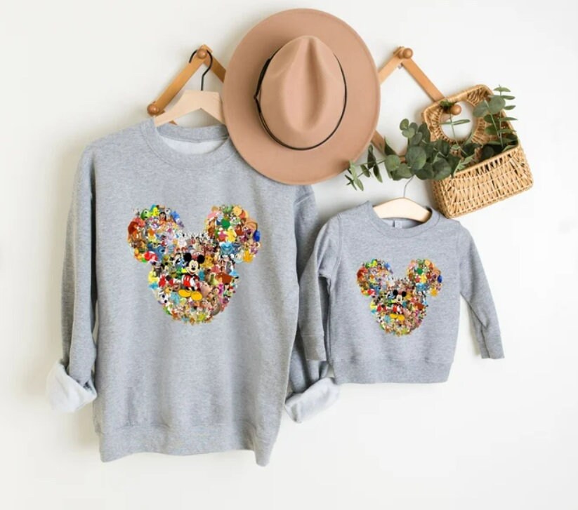 Mickey Mouse, Mickey Head Multi Character, Disney Sweater, Disneyland Shirt, Disney World, Disney Crewneck, Mickey Mouse, Minnie Mouse,