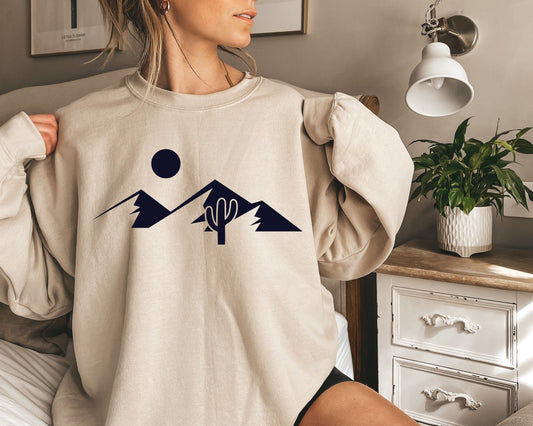 Desert Sweatshirt,Minimalist abstract hand drawn desert landscape,Cactus Plants,Cactus Shirt,Adventure Shirt,Arizona Shirt,