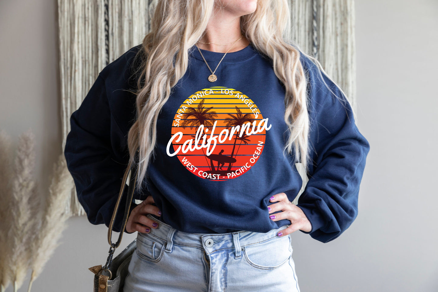 Santa Monica Los Angeles California Weat Coast Pacific Ocean Sweatshirt,Santa Monica Beach Tee-Los Angeles Holiday Shirt-Palm Lover shirt