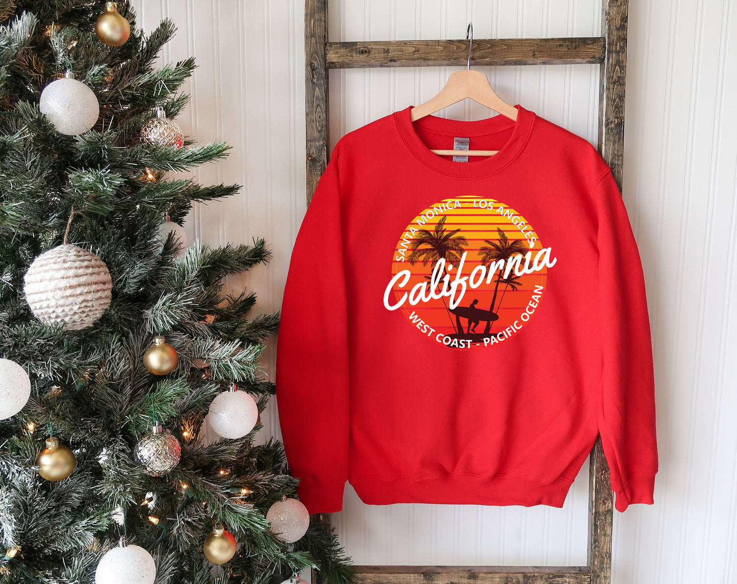 Santa Monica Los Angeles California Weat Coast Pacific Ocean Sweatshirt,Santa Monica Beach Tee-Los Angeles Holiday Shirt-Palm Lover shirt