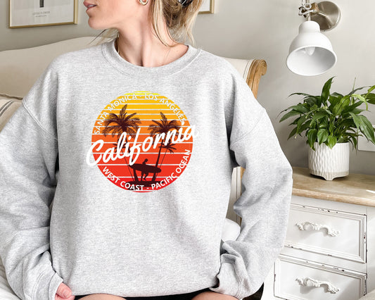 Santa Monica Los Angeles California Weat Coast Pacific Ocean Sweatshirt,Santa Monica Beach Tee-Los Angeles Holiday Shirt-Palm Lover shirt