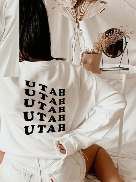 Utah Sweatshirt, Back design,Utah College Sweater, Utah T-shirt,University Student Sweater, Utah Travel Gift, Utah Sports Fan, Utah Sweater