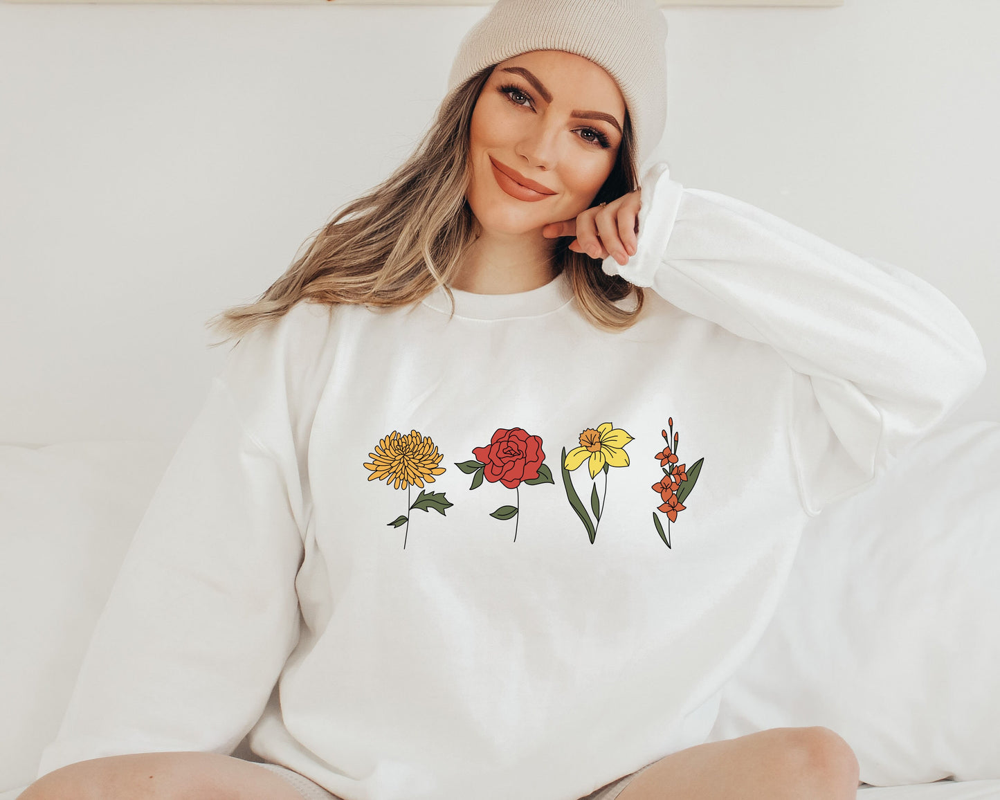 Custom Birth Month Birth Flower Sweatshirt, Sentimental Gift Idea,Gift for Mom, Plant Mama Gift, Gift for Grandmother, Cute Flower Shirt