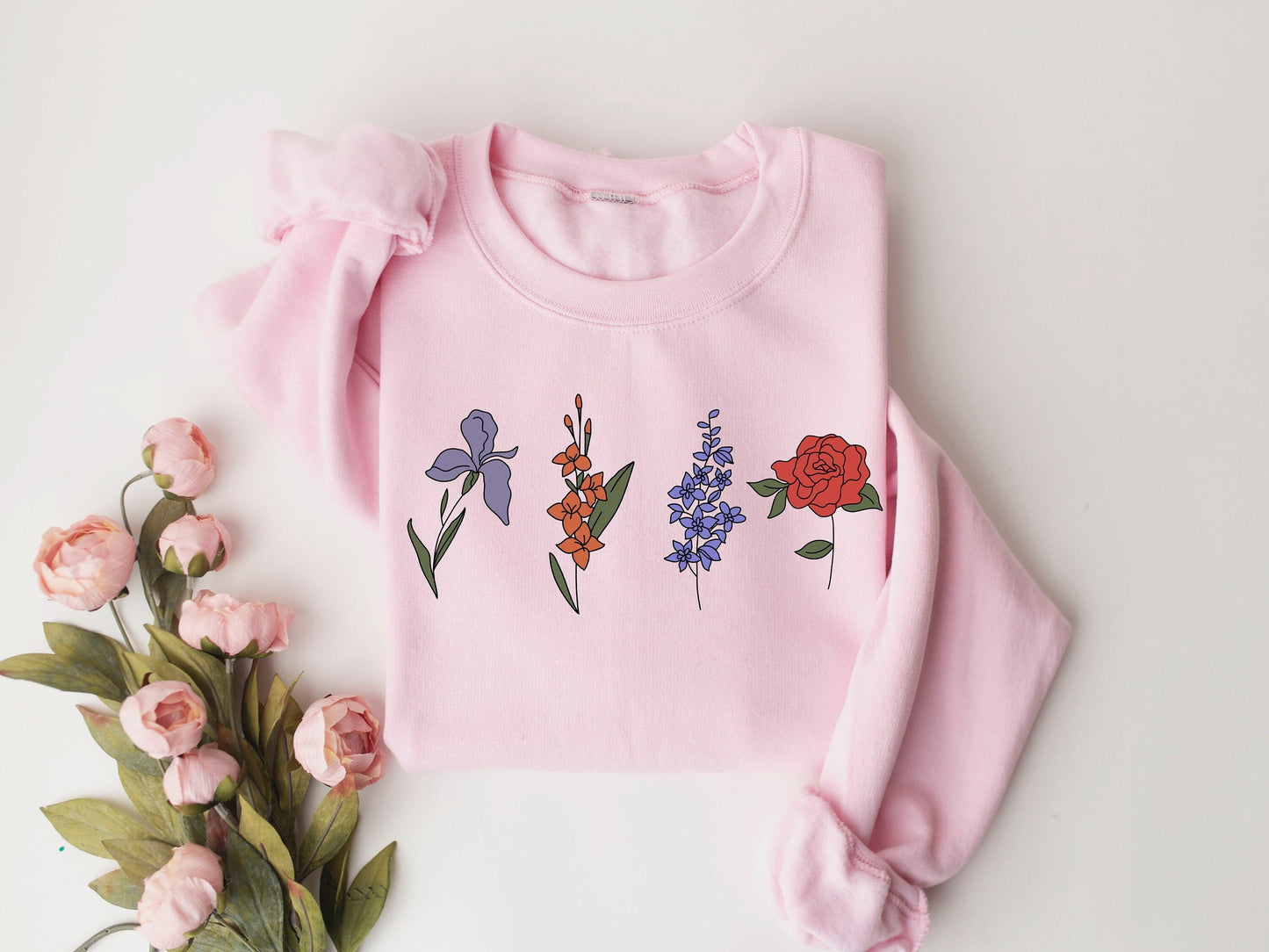 Custom Birth Month Birth Flower Sweatshirt, Sentimental Gift Idea,Gift for Mom, Plant Mama Gift, Gift for Grandmother, Cute Flower Shirt