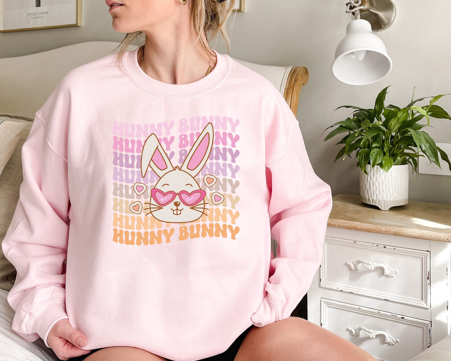 Hunny Bunny Sweatshirt,Smiley Bunny Sweatshirt,Happy Easter Shirt,Easter Family Shirt Cute Bunny Shirt,Easter Kids Shirt,Easter Toddler tee