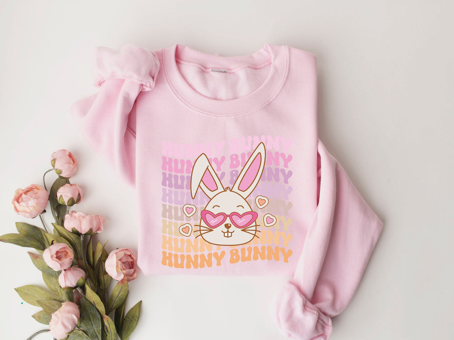 Hunny Bunny Sweatshirt,Smiley Bunny Sweatshirt,Happy Easter Shirt,Easter Family Shirt Cute Bunny Shirt,Easter Kids Shirt,Easter Toddler tee