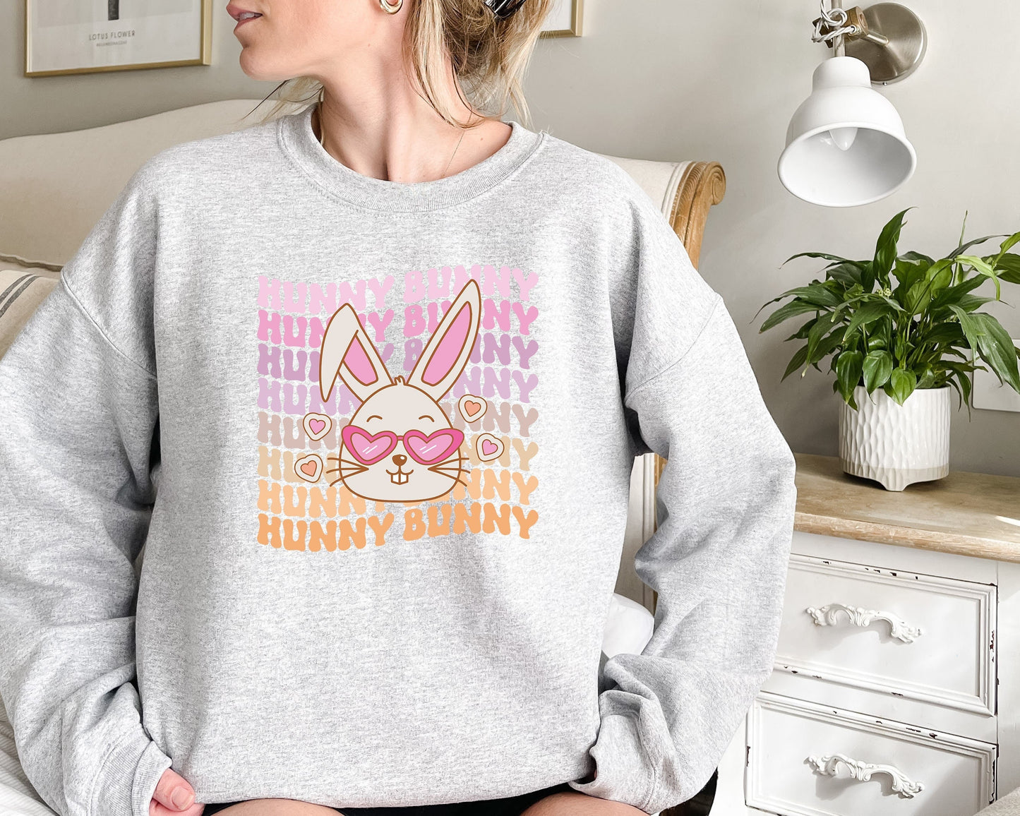 Hunny Bunny Sweatshirt,Smiley Bunny Sweatshirt,Happy Easter Shirt,Easter Family Shirt Cute Bunny Shirt,Easter Kids Shirt,Easter Toddler tee