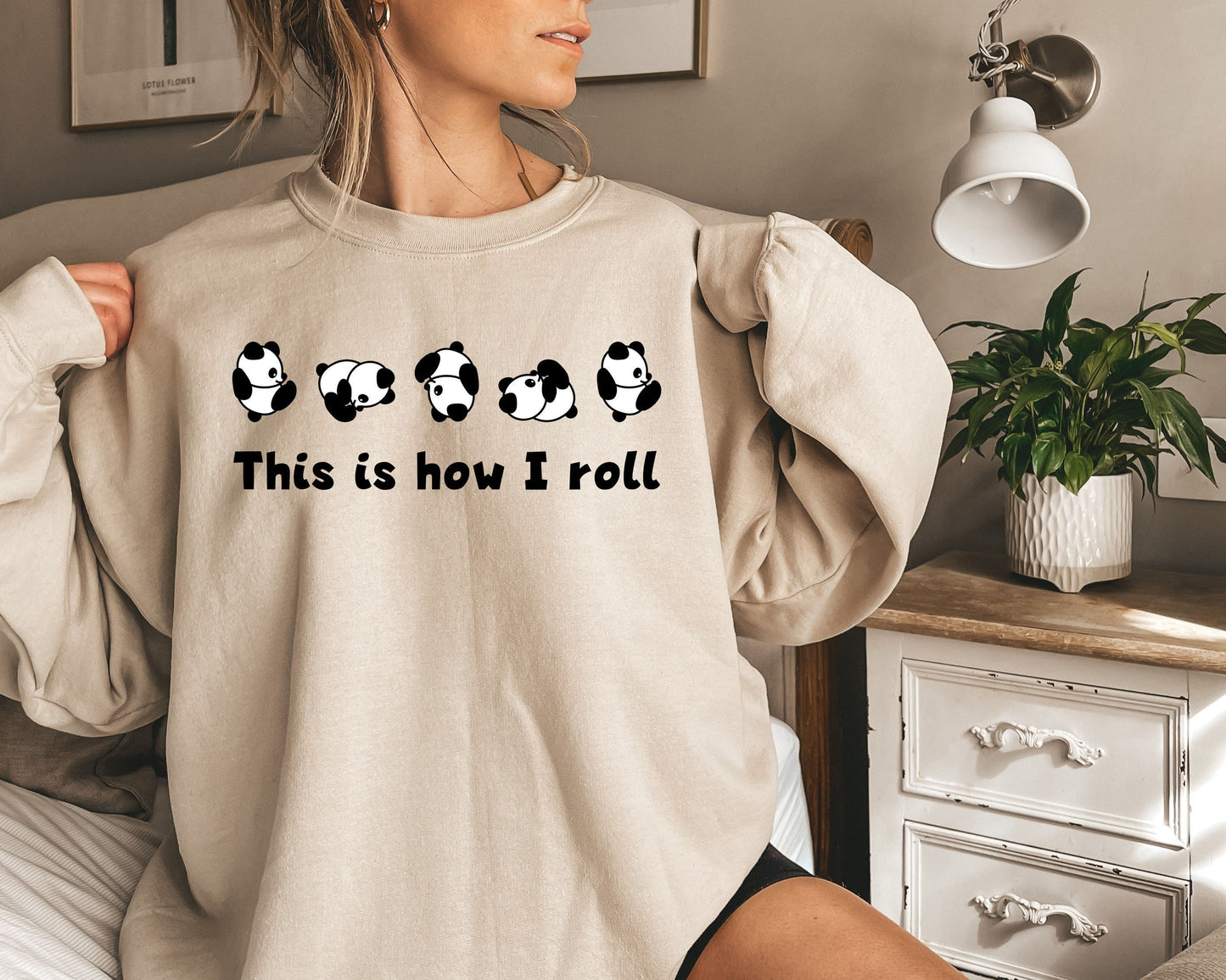 This is How I Roll Panda Sweatshirt,Cute Rolling Panda Black and White Panda Sweatshirt,Cute Panda Shirt,Panda Lover Gift,Animal Lover Tee