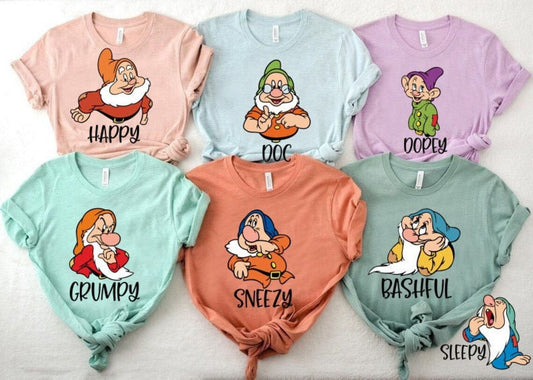 Seven Dwarfs Shirts, Seven Dwarfs, Disney Group Shirts, Snow White, Disney Family Shirts, Shirts for Family, Disney family, 7 dwarfs