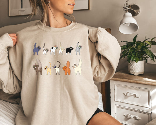 Cat Sweatshirt,Cat Butt Theme Sweatshirt,Cat Crewneck Sweatshirt,Cat Mom Gift,Cat Lover Gift, Cat Mama Shirt,Cat Tee,Cats' Back Sweatshirt