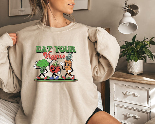 Eat Your Veggies Sweatshirt,Vegan Shirt,Vegetarian Shirt,Herbivore Shirt,Vegan Gift For Women,Eat Your Veggies Shirt,Cute Vegan Clothing