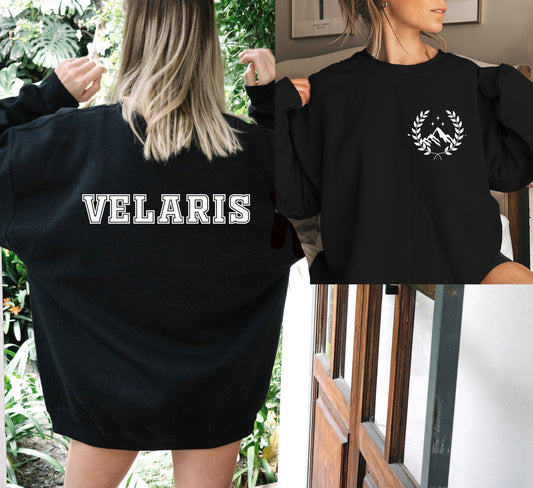 Acotar Velaris Sweatshirt, back and front, Acotar Velaris Feyre's Tattoo Sweatshirt, The Night Court, Gift For The Rhysand, A Court of Tho