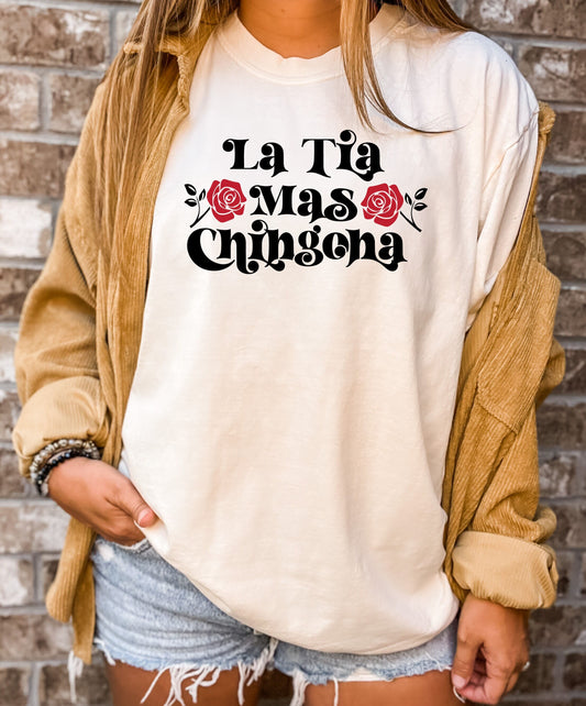 Comfort Colors La Tia mas chingona Tshirt,Chingona Shirt,Mexican Tank Women,Tia Tee,Tia tshirt,Latina Shirt,El dia de la madre,Mexican shirt