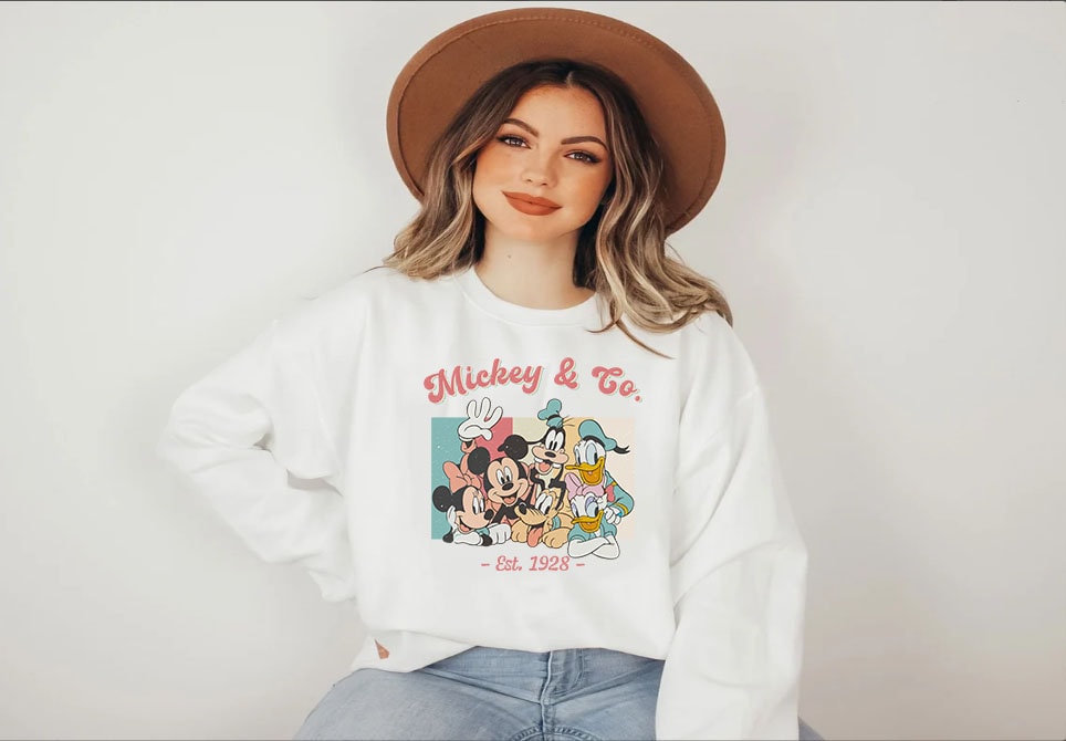 Mickey & Co 1928 Sweatshirt,Retro Vintage Disney Sweatshirt,Mickey and Friends Sweatshirt,Disneyland Sweatshirt,Disney Family Matching Shirt