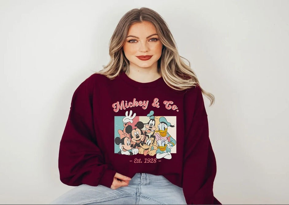 Mickey & Co 1928 Sweatshirt,Retro Vintage Disney Sweatshirt,Mickey and Friends Sweatshirt,Disneyland Sweatshirt,Disney Family Matching Shirt