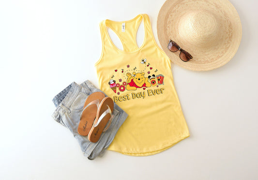 Pooh Best Day Ever Tank Top, Disney Pooh Tank, Disney Trip Tank,Winnie Family Vacation, Disney Matching Tank,Disney Shirt