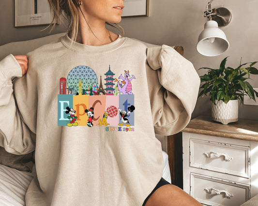 Epcot Sweatshirt, World Traveler Sweatshirt, Epcot since 1982, Disney Trip Shirt,Mickey and Friends sweatshirt