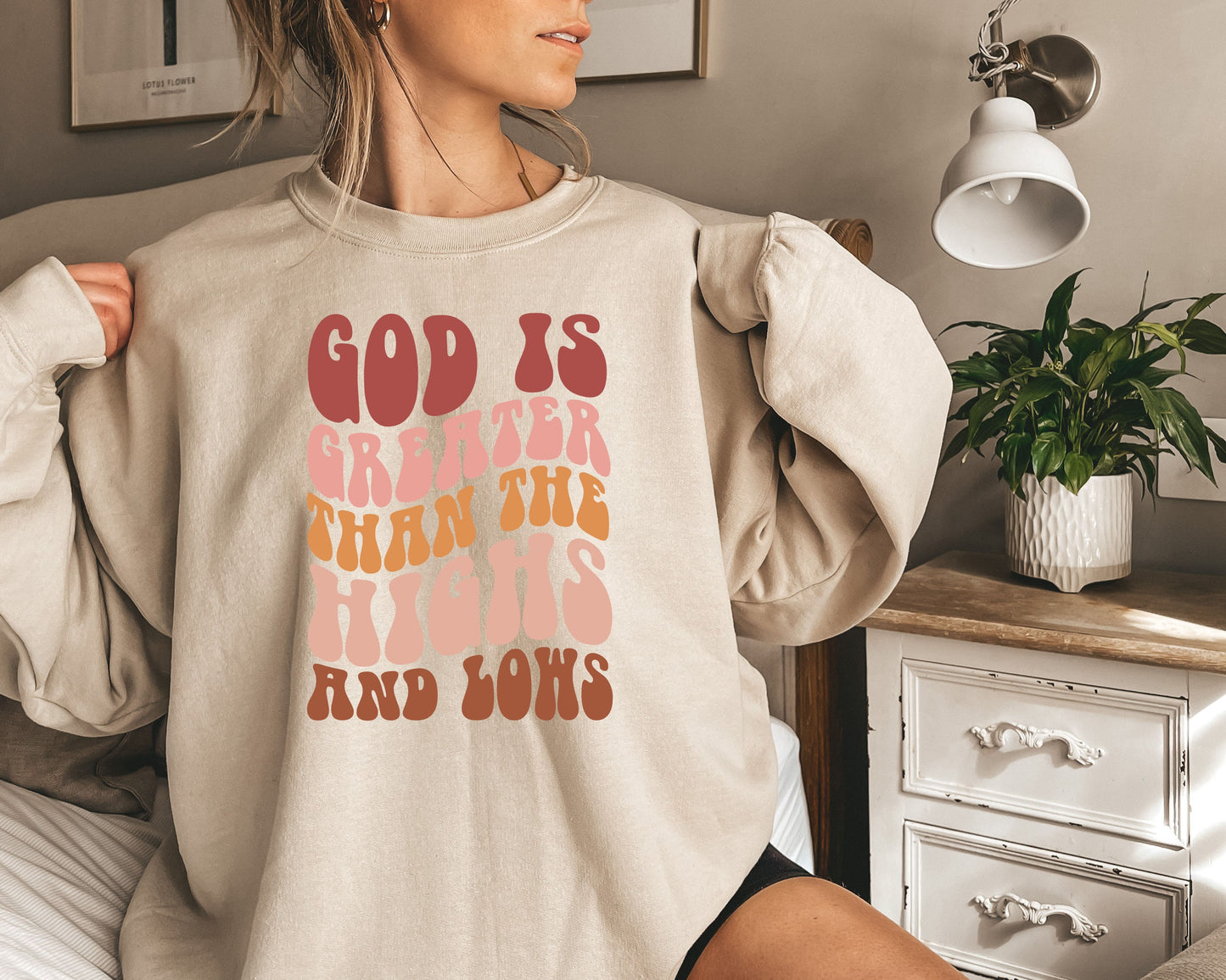 God is Greater Than the Highs and Lows Sweatshirt,Christian Sweatshirt Faith Sweatshirt, Religious Sweatshirt, Jesus Sweatshirt