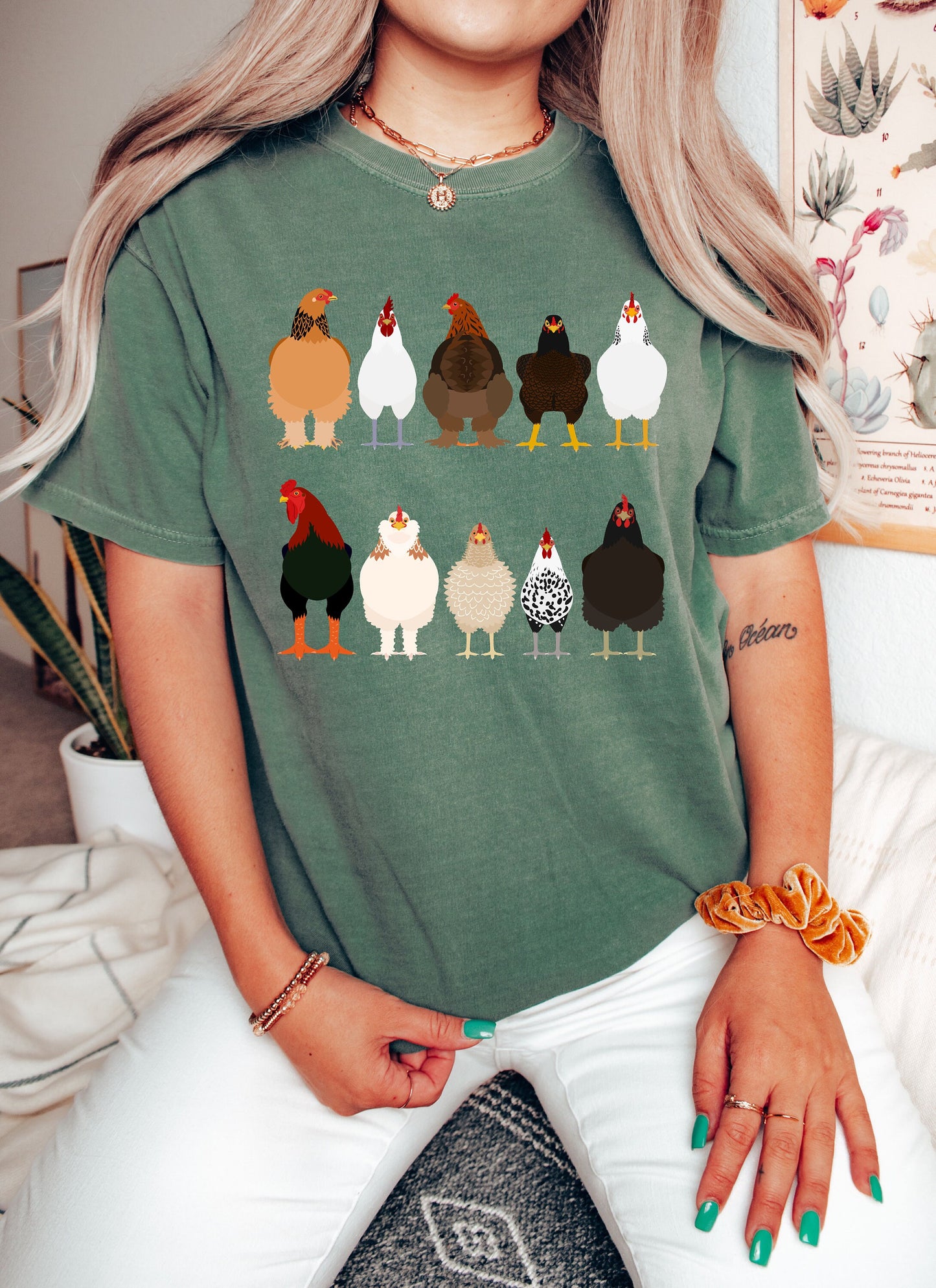 Comfort Colors Chicken and rooster Tshirt Gift For Chicken, Farm Life Shirt,Farm Animal Tee,Chicken Lady Shirt,Funny Chicken Shirt,Chickens