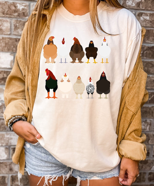 Comfort Colors Chicken and rooster Tshirt Gift For Chicken, Farm Life Shirt,Farm Animal Tee,Chicken Lady Shirt,Funny Chicken Shirt,Chickens