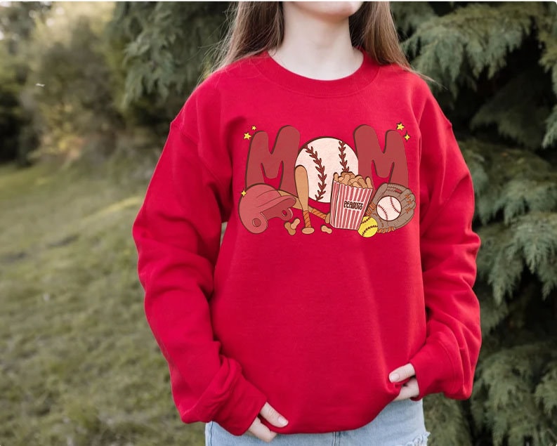 Baseball Mom Sweatshirt,,Funny Baseball Mom Sweatshirt,Baseball game day Sweatshirt,Baseball Shirt, Gift For Mom, Baseball Mom Gift,