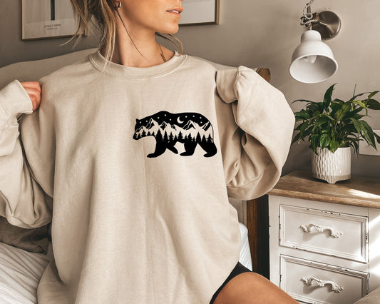 Pocket Mountain Bear Sweatshirt,Bear tshirt,Camping Bear Shirt,Nature Bear Shirt,Nature Lover Shirt,Bear Hiking Shirt,Wanderlust,Camping