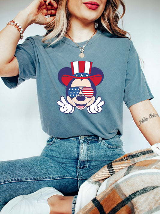 Comfort Colors Mickey American Flag Tshirt, 4th of July Shirt, USA Flag Sunglasses Shirt,Disney Tank Disney Shirt