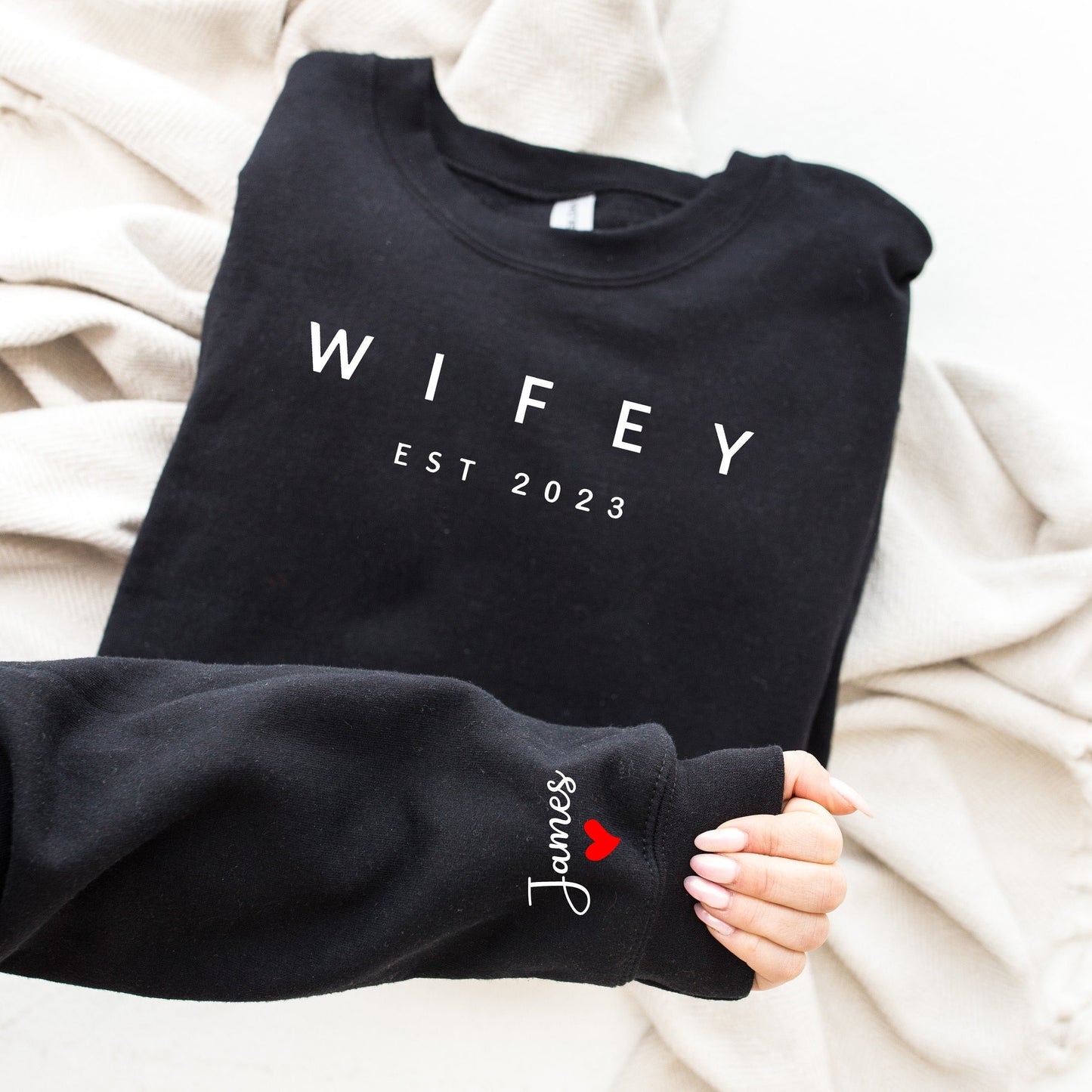 Customized Wifey Est 2023 Sweatshirt, Wifey Sweatshirt, Engagement Gift,Gift for Bride,Personalized Bridal Gift