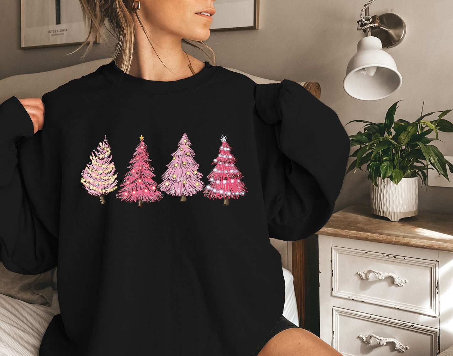 Pink tree Christmas Sweater,Christmas Sweater,Christmas Tree Sweatshirt,Holiday Sweaters for Women,Winter Sweatshirt,Christmas Crewneck,XMAS