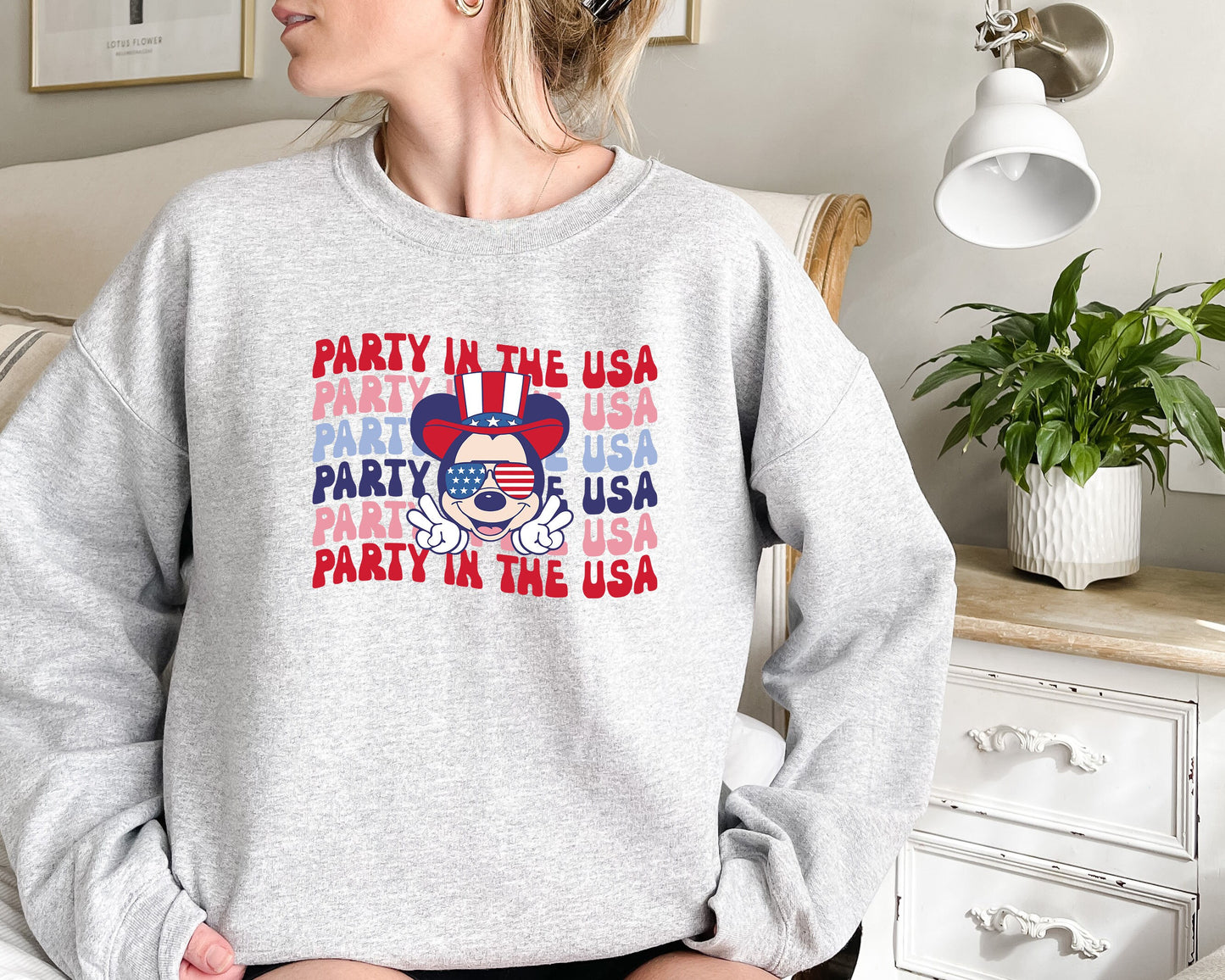 Party In The USA Sweatshirt, Mickey Patriot Shirt, July 4th Sweatshirt, Independence Day, America Freedom Party,Disney Freedom Day