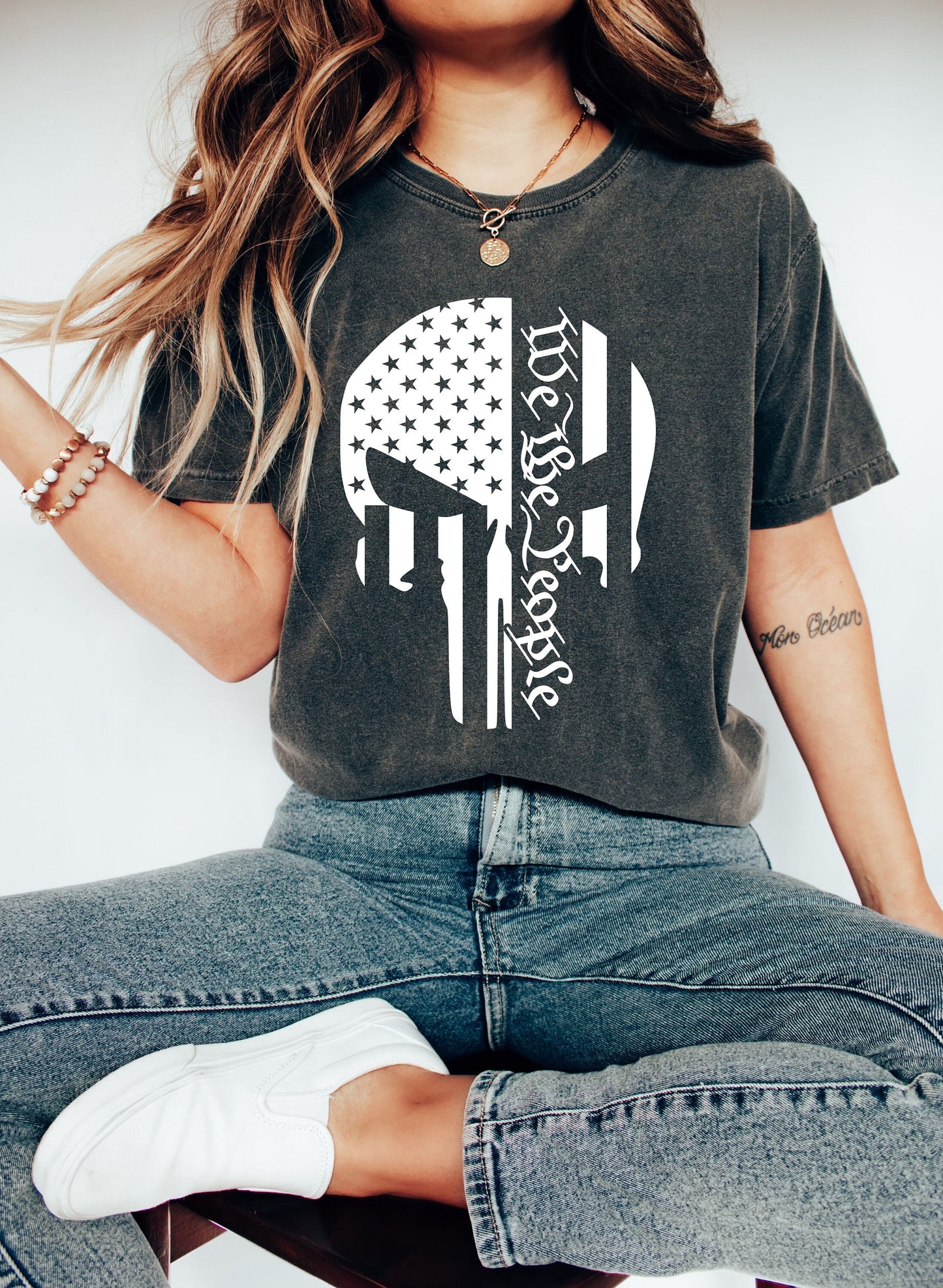 Comfort Colors, We the People Punisher Skull Shirt, Americian Flag Skull, American Flag Punisher,