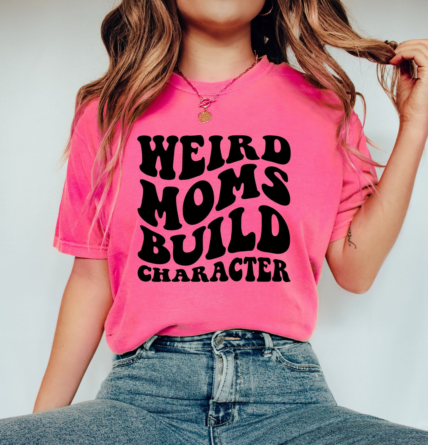 Comfort Colors Weird Moms Build Character Shirt, Funny Mom T-Shirt , Weird Mom T-Shirt,Groovy Mom Shirt, Groovy Weird Mom Gift