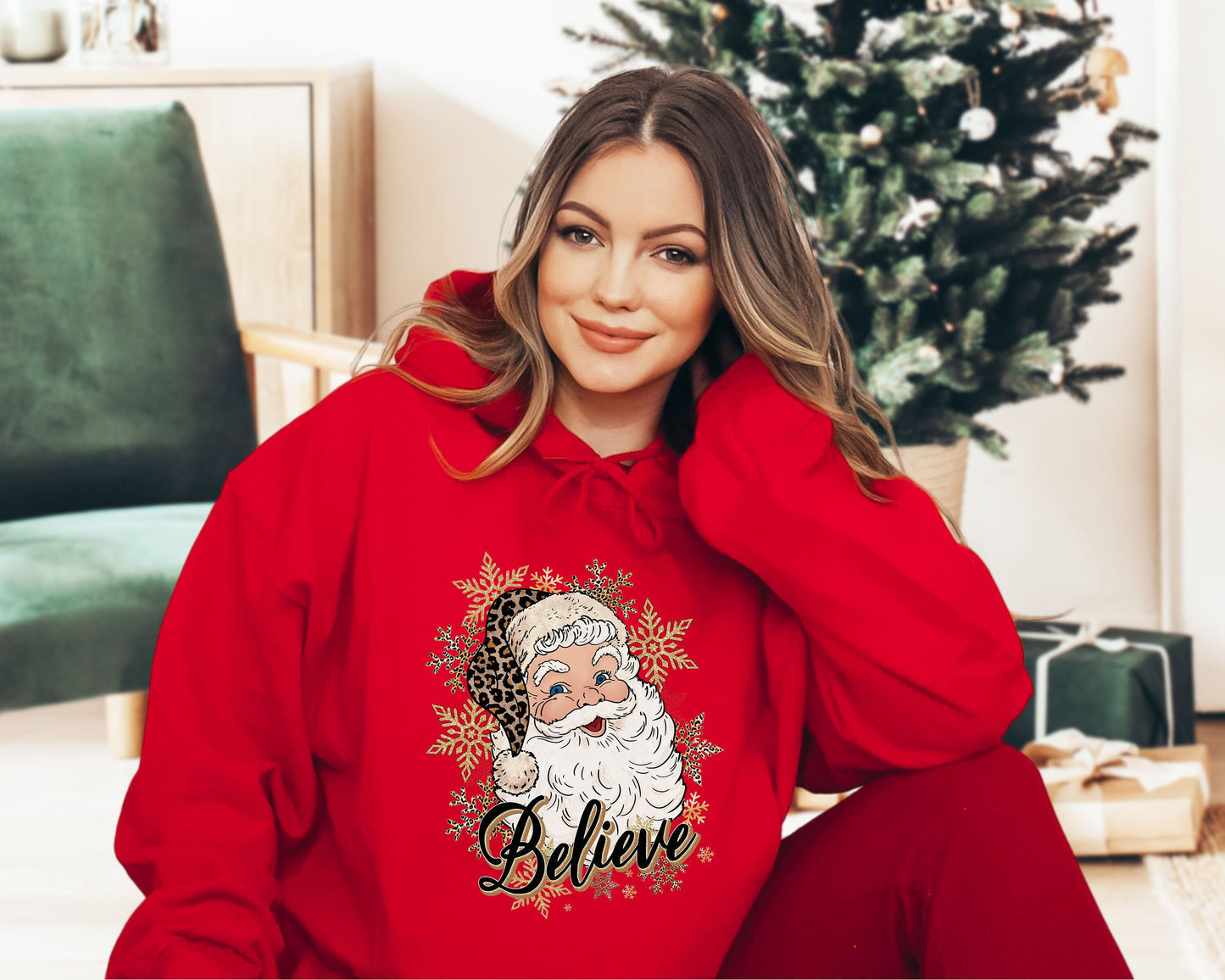 Santa Believe Hoodie,Leopard Santa Hoodie,Christmas shirts,Christmas Family Shirt,Believe Shirt Cute Christmas Sweatshirts,Christmas Believe