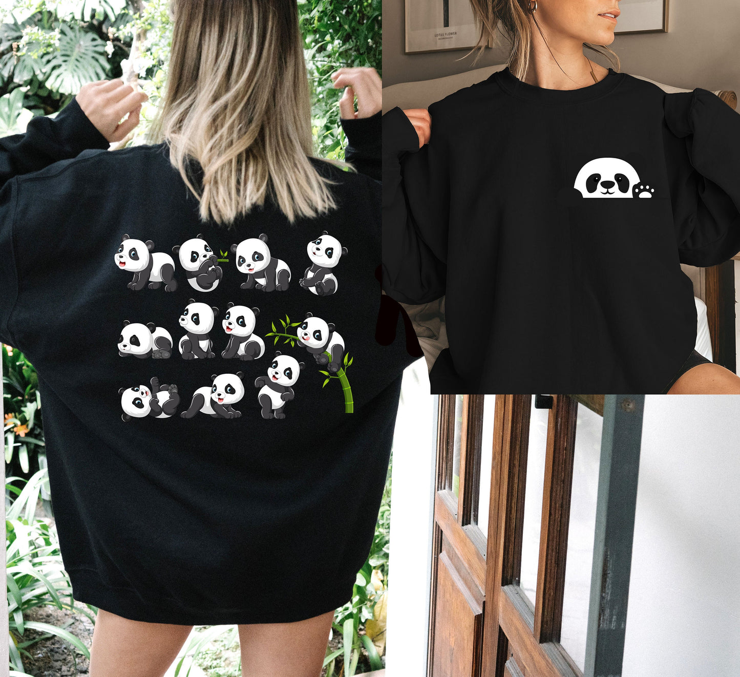 Panda Sweatshirt,Back And Front Sweatshirt,Cute Pandas Shirt,Vintage Panda Outfit,Panda Lover Gift, Funny Panda Sweatshirt,Panda Shirt