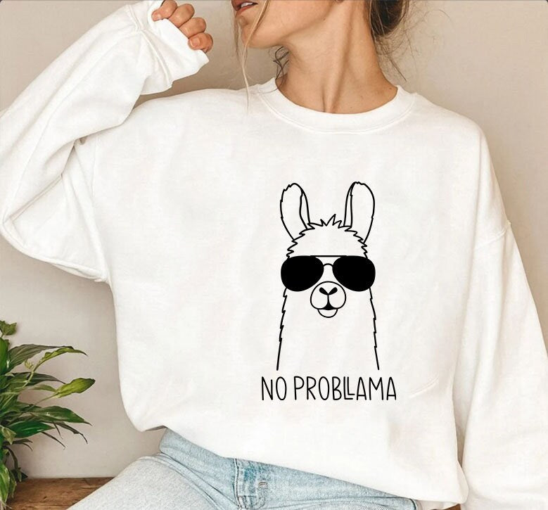 No Probllama Sweatshirt, Llama Lover Shirt,No Probllama TShirt, Llama T Shirt, Funny Llama Shirt,Cute Lama Tee, Humorous Shirt, Llama Tee