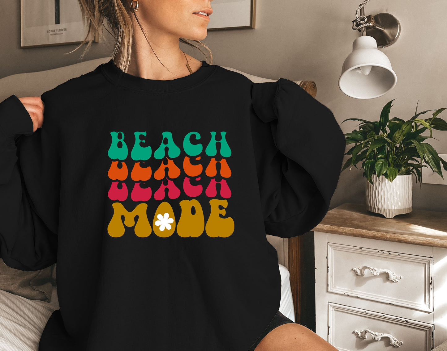 Beach Mode Sweatshirt, Summer Shirt, Retro Summer Shirt , Beach Mode On Shirt, Vacation Beach Shirt Summer T Shirt,