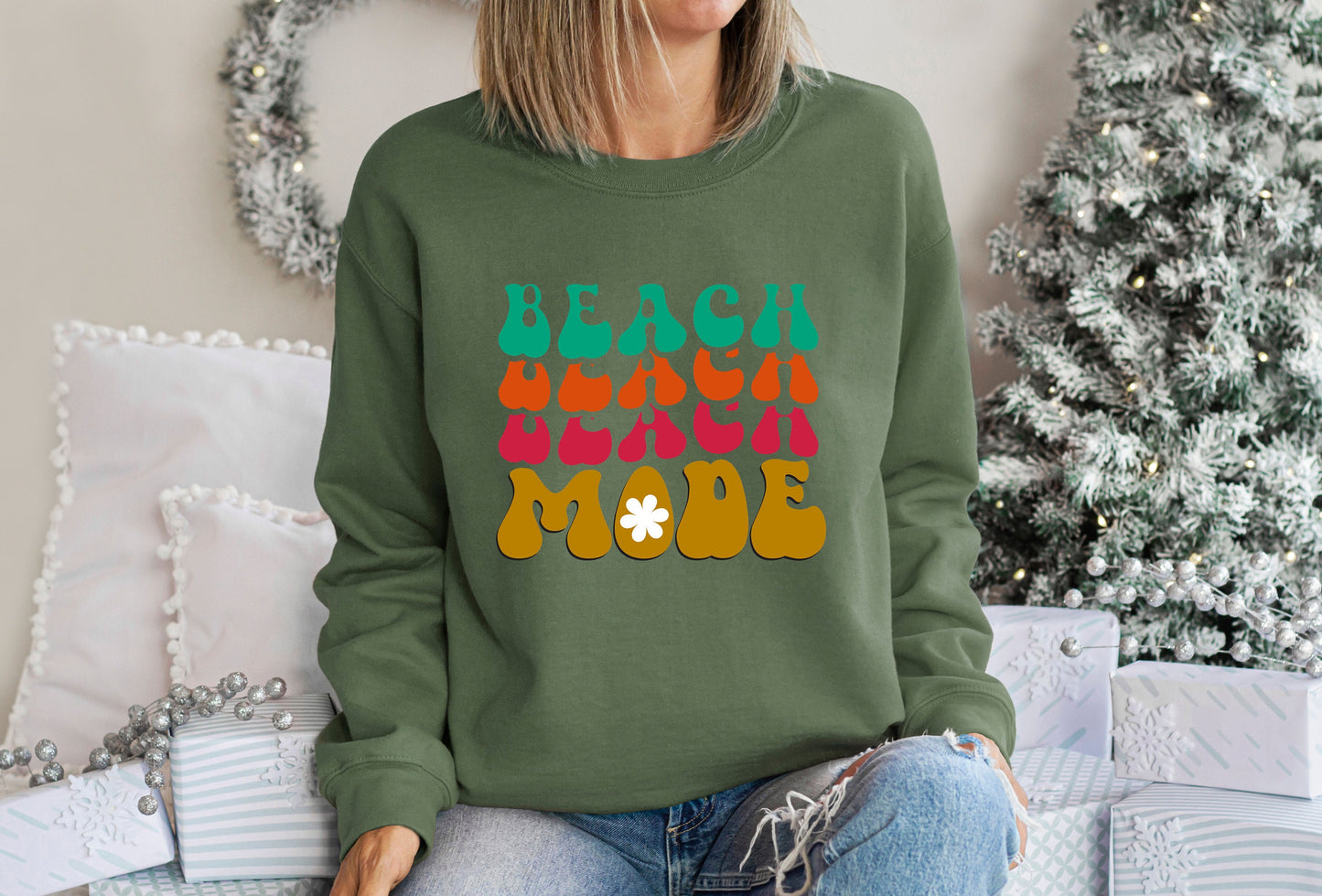 Beach Mode Sweatshirt, Summer Shirt, Retro Summer Shirt , Beach Mode On Shirt, Vacation Beach Shirt Summer T Shirt,