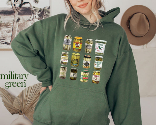 Vintage Canned Pickles Hoodie, Canning Season Sweatshirt, Pickle Lovers Sweat, Homemade Pickles Sweater,Pickle Jar Crewneck Sweatshirt