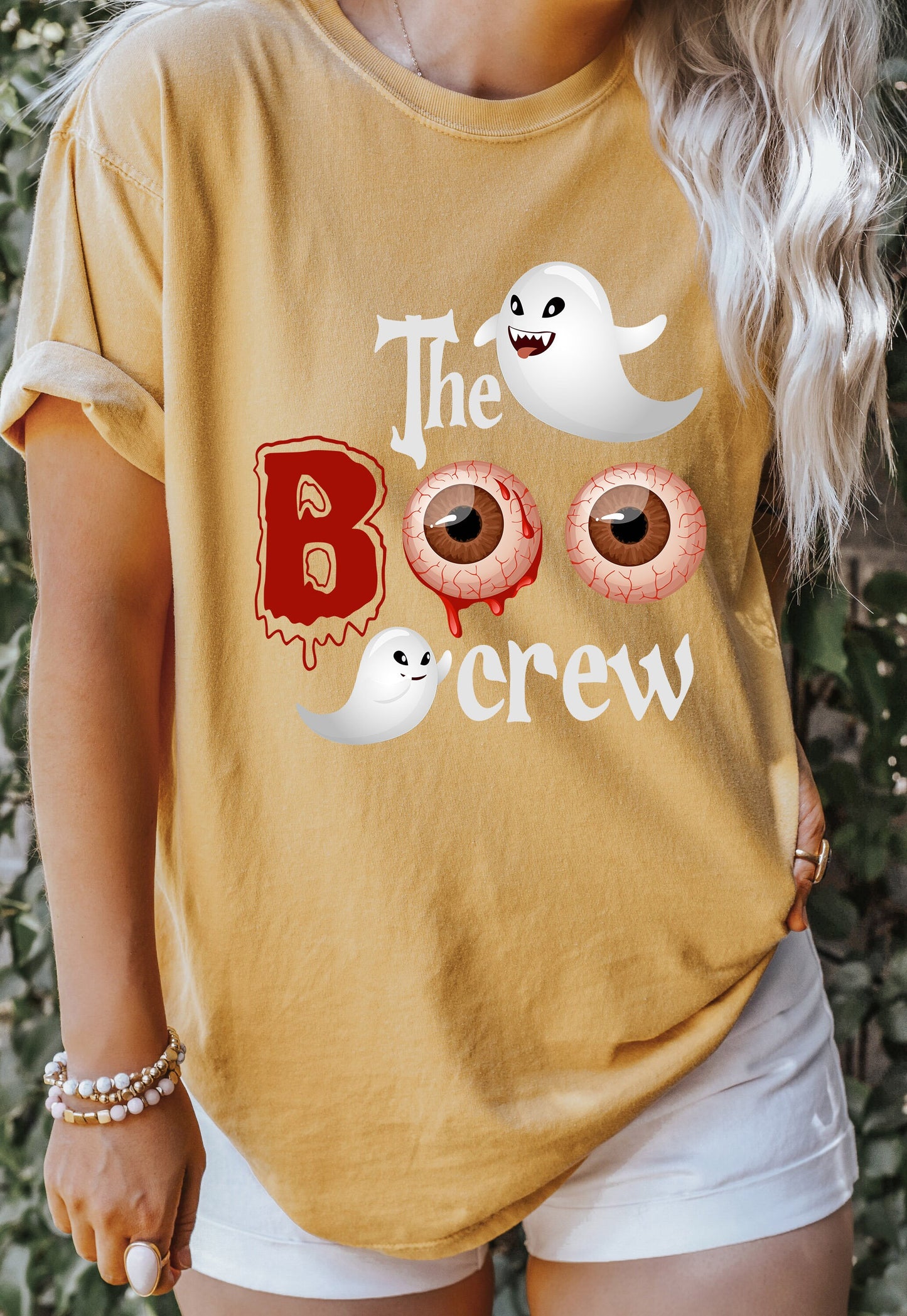 Comfort Colors Halloween The Boo Crew Shirt, Funny Halloween Tee, Halloween T-shirt, Boo Shirt, Spooky Eyes Pullover, Gift for Halloween