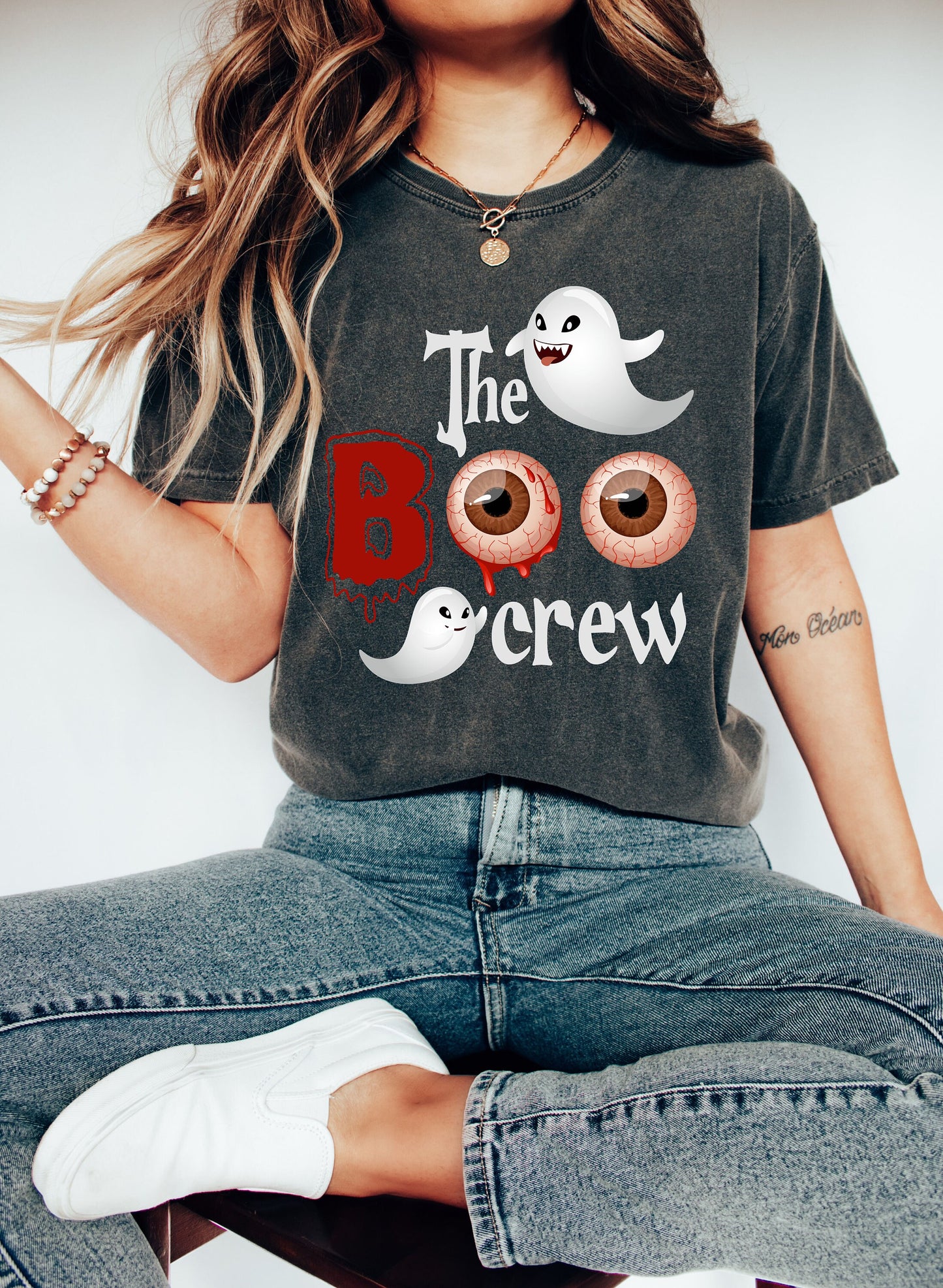 Comfort Colors Halloween The Boo Crew Shirt, Funny Halloween Tee, Halloween T-shirt, Boo Shirt, Spooky Eyes Pullover, Gift for Halloween